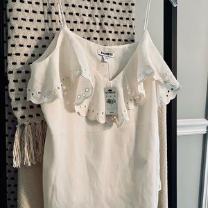 Express Ruffle off white sleeveless top small s